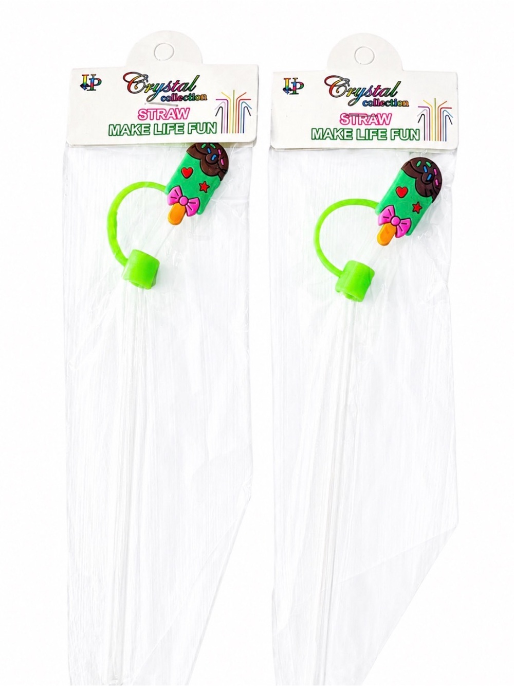 TWO KAWAII STYLE CUTE POPSICLE REUSABLE STRAWS